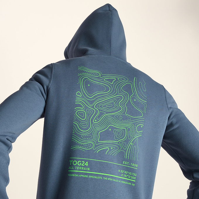 Terrain Mens Supersoft  Heavyweight Graphic Print Hoodie - Smokey Blue