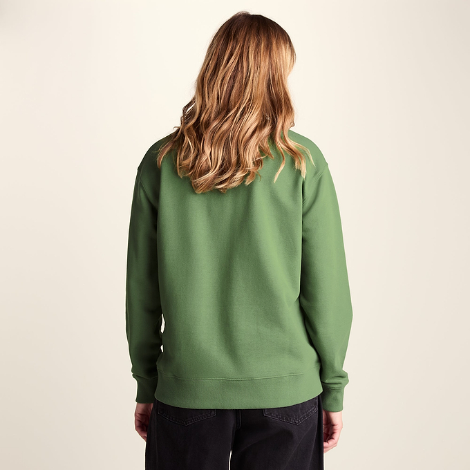 Tia Womens Heavyweight 100% Cotton Crew Neck Sweatshirt - Dark Matcha