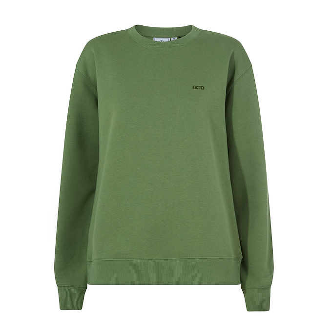 Tia Womens Heavyweight 100% Cotton Crew Neck Sweatshirt - Dark Matcha