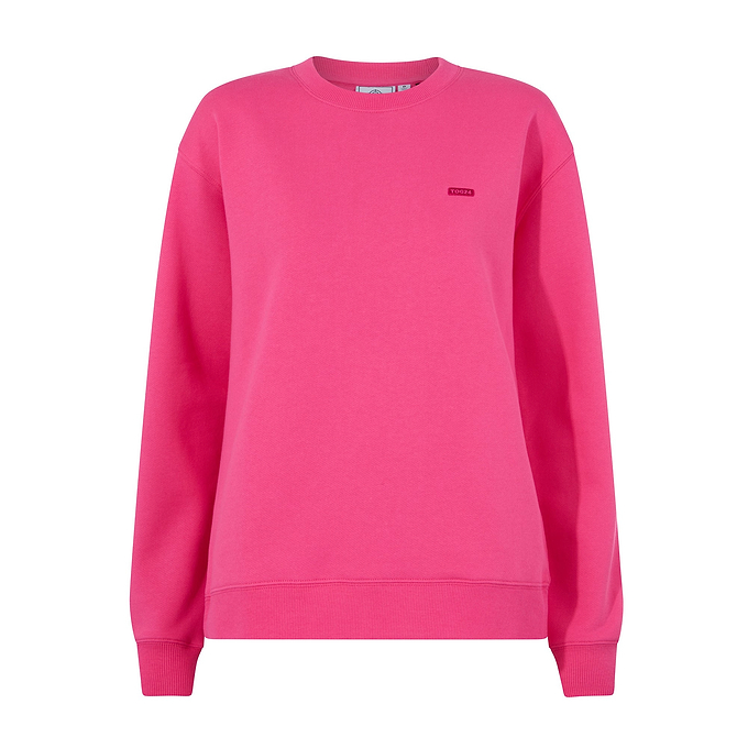 Tia Womens Heavyweight 100% Cotton Crew Neck Sweatshirt - Rich Pink