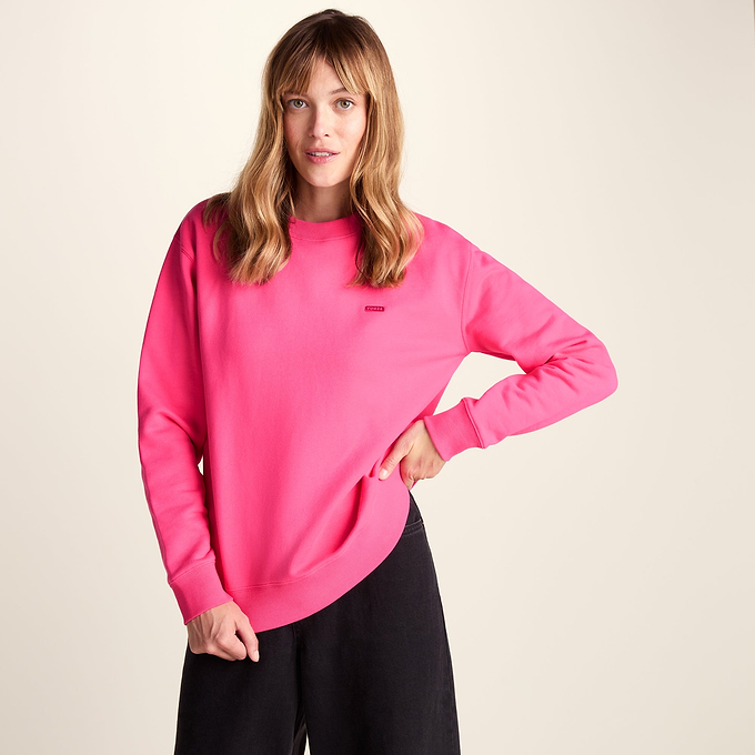 Tia Womens Heavyweight 100% Cotton Crew Neck Sweatshirt - Rich Pink