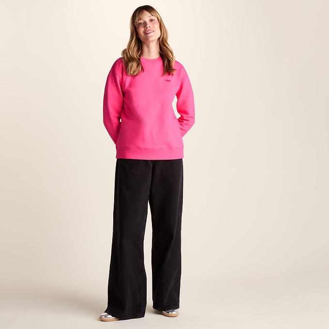 Tia Womens Heavyweight 100% Cotton Crew Neck Sweatshirt - Rich Pink