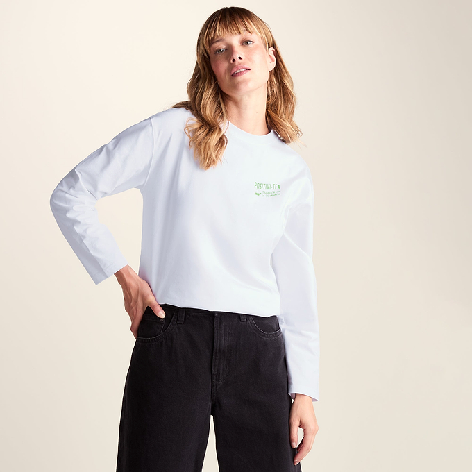 Tiana Womens Premium Heavyweight 100% Cotton Jersey Top - Optic White
