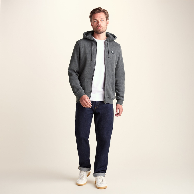 Timble Mens Sherpa Fleece Lined Hoody - Dark Grey Marl