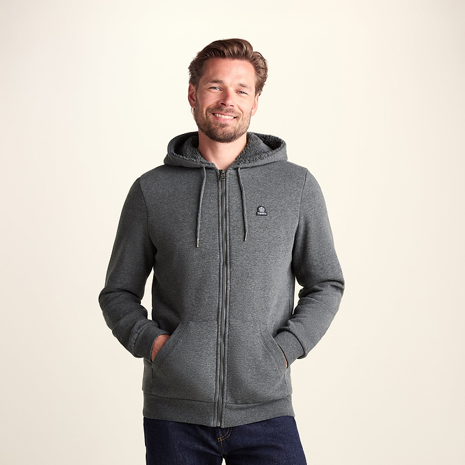 Timble Mens Sherpa Fleece Lined Hoody - Dark Grey Marl