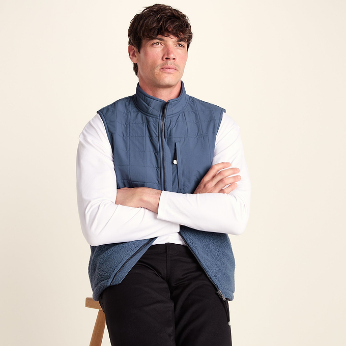 Tony Mens Padded Sherpa Gilet - Smokey Blue