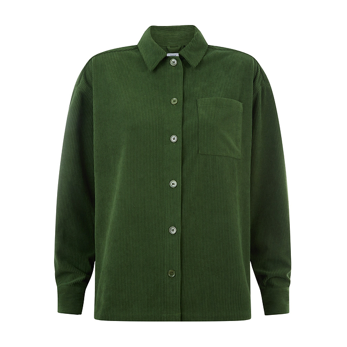 Tova Womens Corduroy Shacket Overshirt - Olive Green