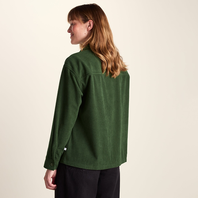 Tova Womens Corduroy Shacket Overshirt - Olive Green