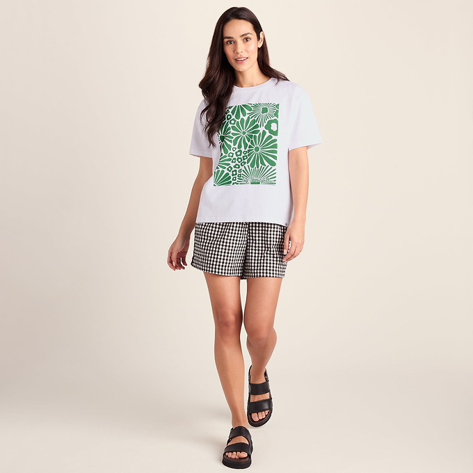 Trissy Womens Premium Supersoft Relaxed Fit T-Shirt - Optic White/Green