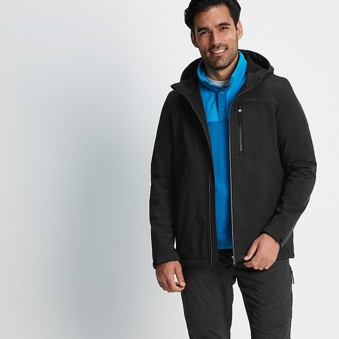 Truro Mens Hooded Softshell Jacket - Black