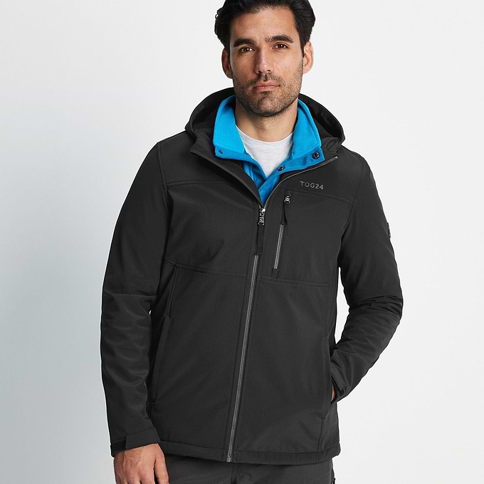 Truro Mens Hooded Softshell Jacket - Black