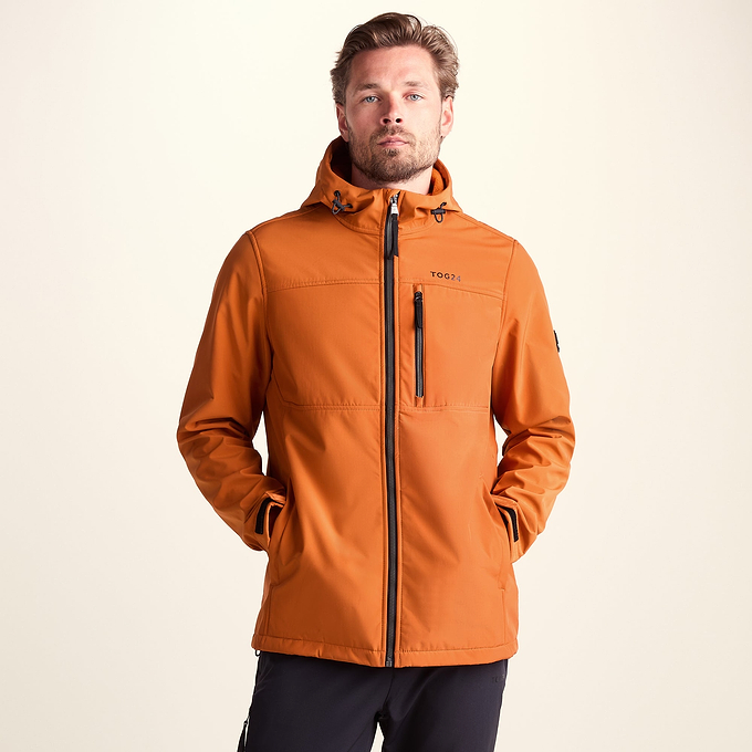 Truro Mens Hooded Softshell Jacket - Dark Orange