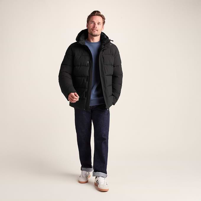 Tunnard Mens Short Shower Resistant Insulated Jacket - Black