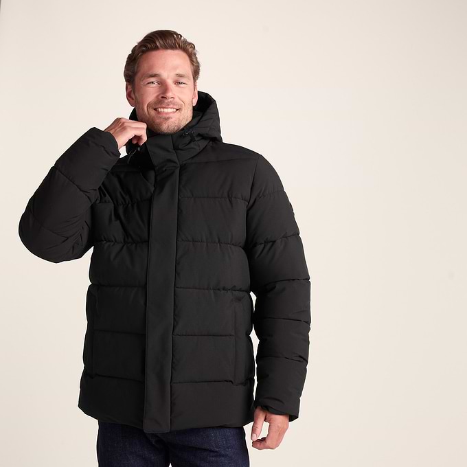 Tunnard Mens Short Shower Resistant Insulated Jacket - Black