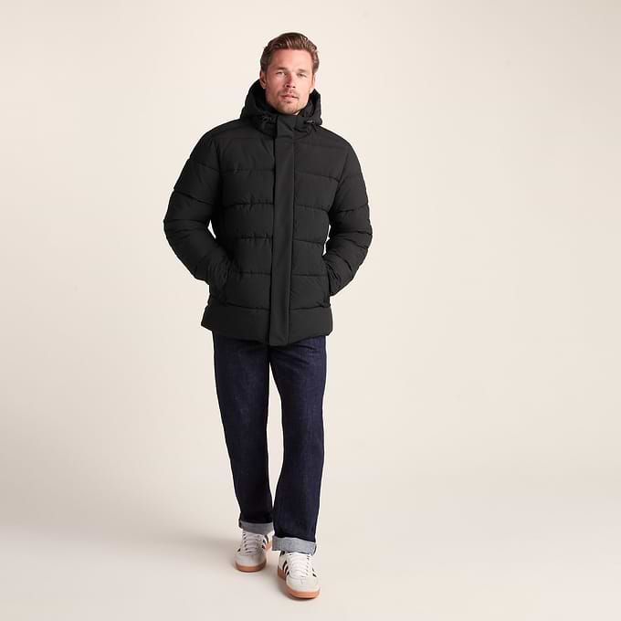 Tunnard Mens Short Shower Resistant Insulated Jacket - Black