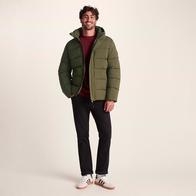 Tunnard Mens Short Shower Resistant Insulated Jacket - Khaki