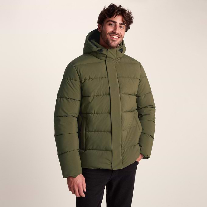 Tunnard Mens Short Shower Resistant Insulated Jacket - Khaki