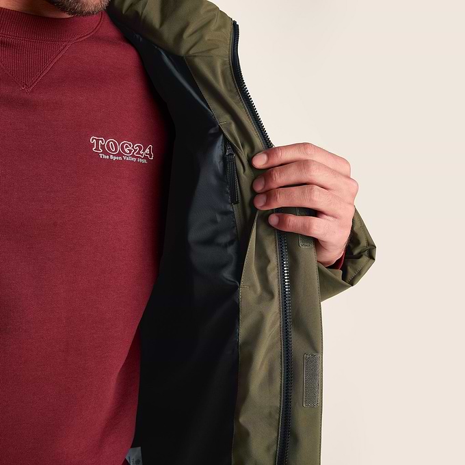 Tunnard Mens Short Shower Resistant Insulated Jacket - Khaki