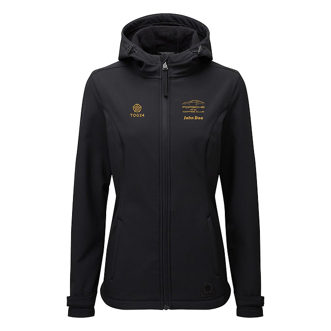 Porsche & Coffee Club Coupe Womens - Valley Softshell Hoody Black