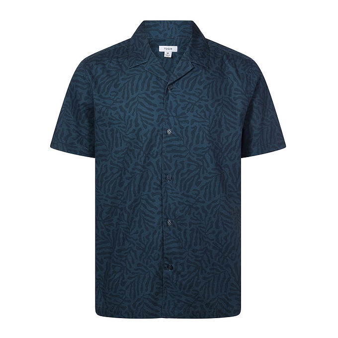 Wallsend Mens Short Sleeve 100% Cotton Supersoft Shirt - Deep Teal Print