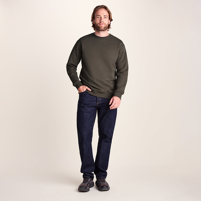Warren Mens Relaxed Fit 100% Cotton Heavyweight Sweat - Ash Brown