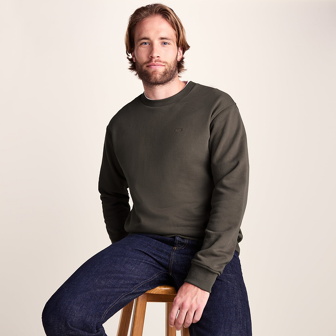 Warren Mens Relaxed Fit 100% Cotton Heavyweight Sweat - Ash Brown