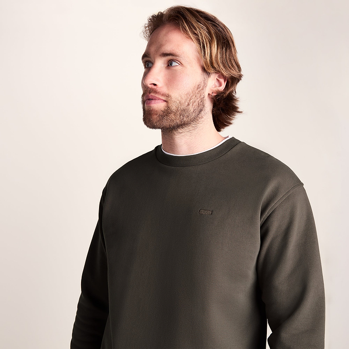 Warren Mens Relaxed Fit 100% Cotton Heavyweight Sweat - Ash Brown
