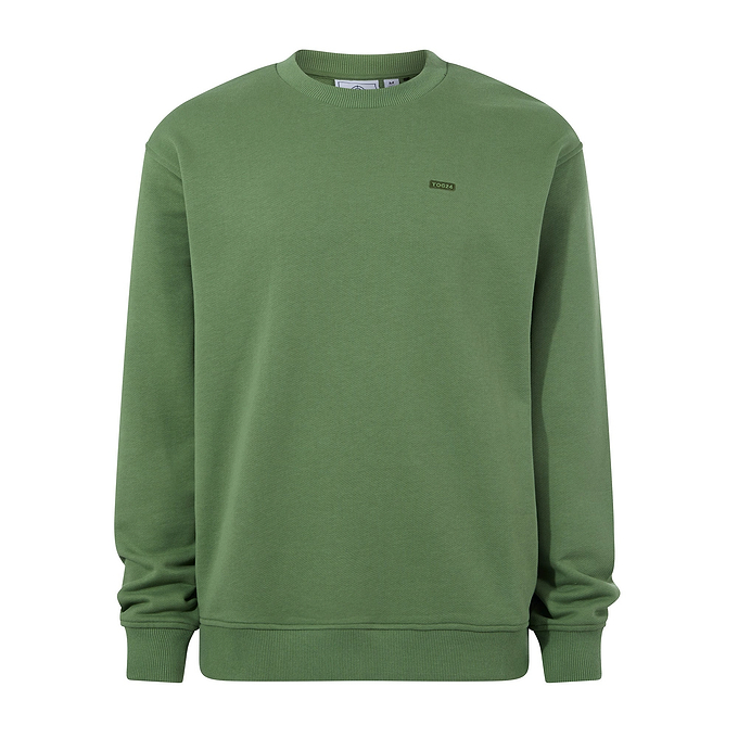 Warren Mens Relaxed Fit 100% Cotton Heavyweight Sweat - Dark Matcha