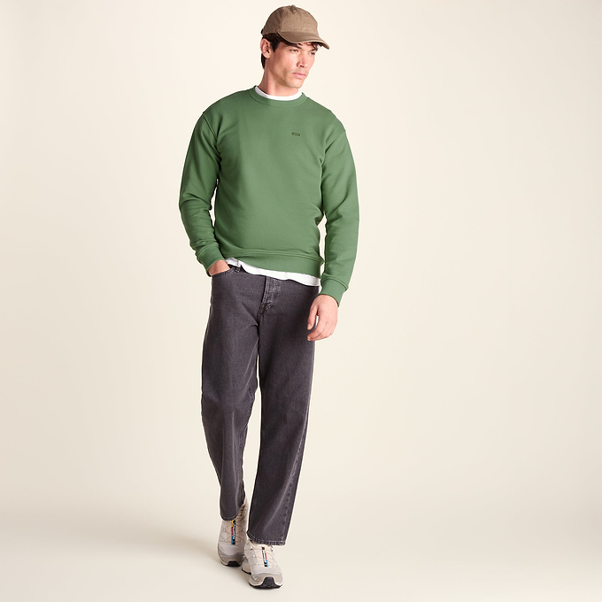 Warren Mens Relaxed Fit 100% Cotton Heavyweight Sweat - Dark Matcha