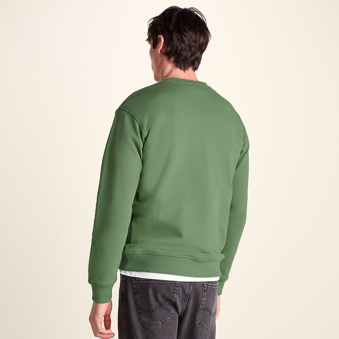 Warren Mens Relaxed Fit 100% Cotton Heavyweight Sweat - Dark Matcha