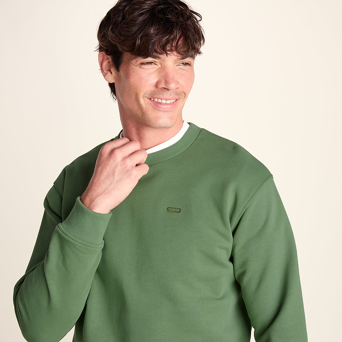 Warren Mens Relaxed Fit 100% Cotton Heavyweight Sweat - Dark Matcha