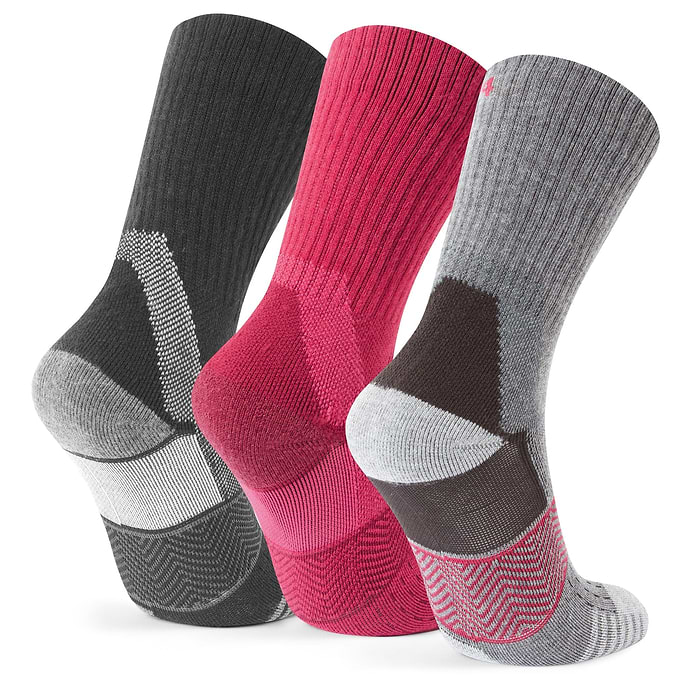 Wels 3Pack Womens Trek Socks - Black/Magenta Pink/Dark Grey Marl