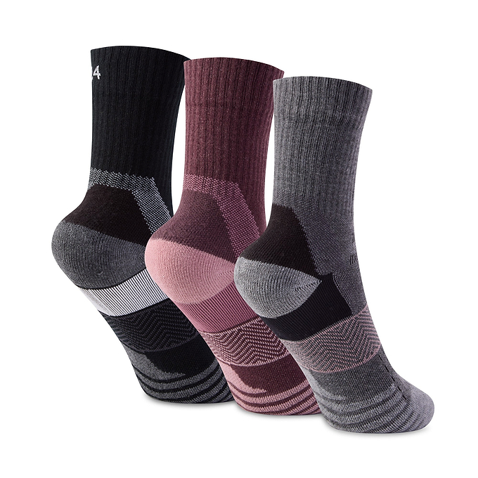 Wels 3Pack Womens Trek Socks - Black/Mauve/Dark Grey Marl
