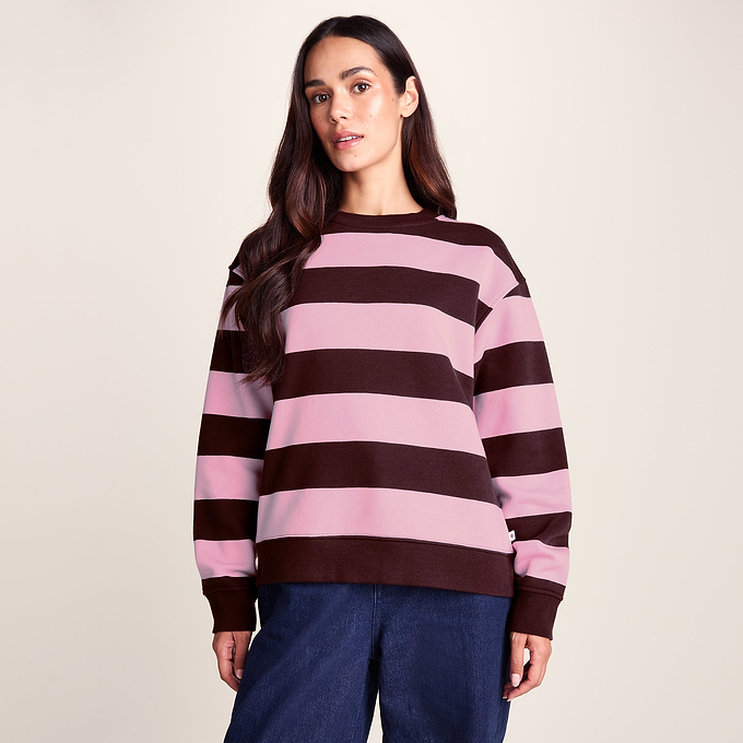 Yuri Womens Supersoft Crew Neck Striped Sweatshirt - Huckleberry Stripe