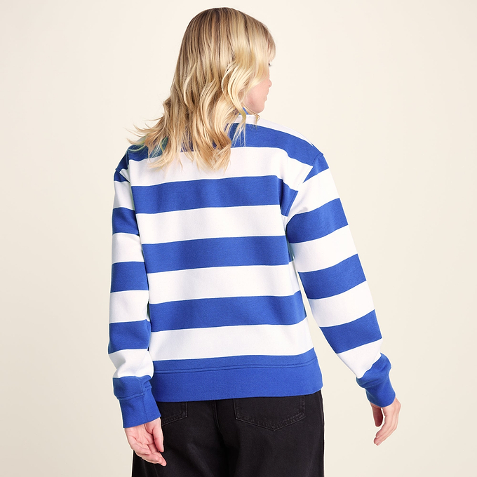 Yuri Womens Supersoft Crew Neck Striped Sweatshirt - Cobalt Stripe