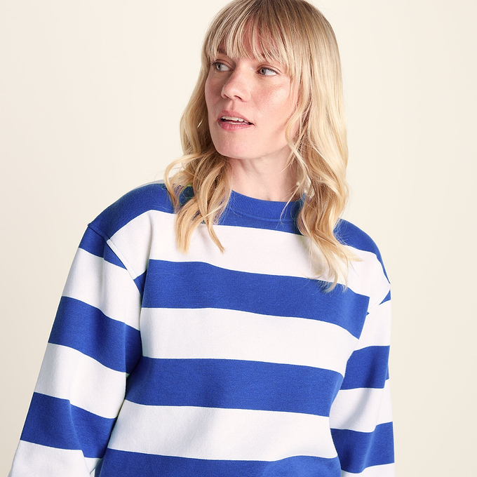 Yuri Womens Supersoft Crew Neck Striped Sweatshirt - Cobalt Stripe