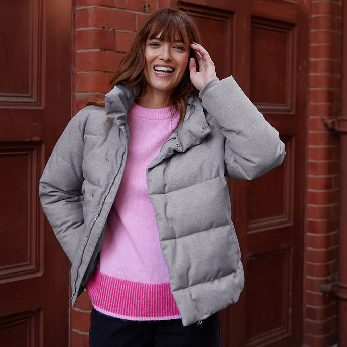 Allitt Womens Short Insulated Padded Jacket - Ice Grey Melange