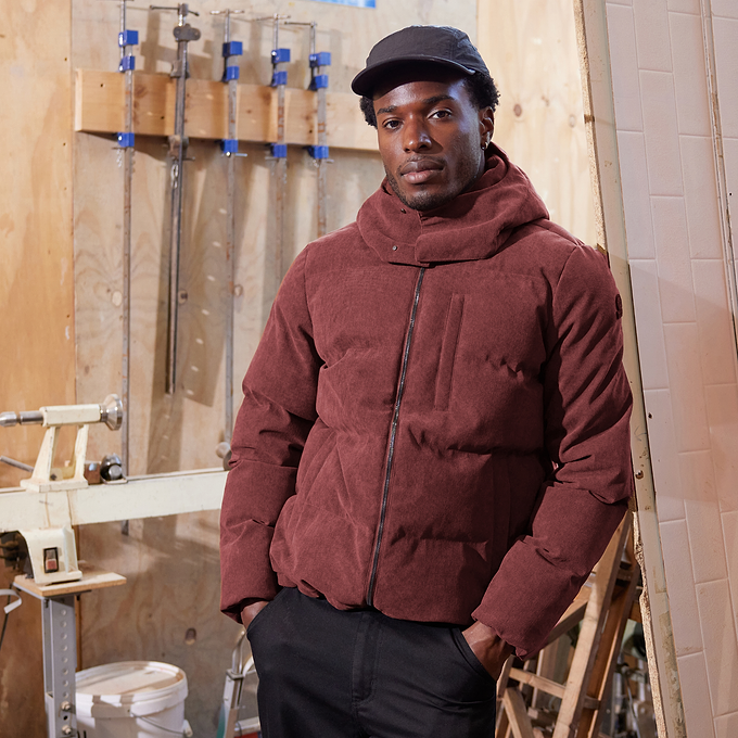 Buckley Mens Corduroy Padded Coat - Chestnut Brown