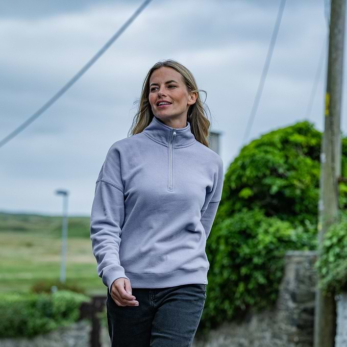 Caldene Womens Supersoft Quarter Zip Sweat - Faded Purple