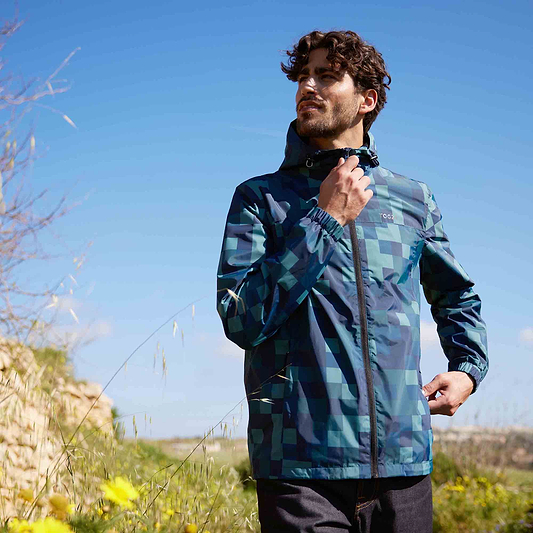 Craven Mens Waterproof Packaway Jacket - Blue Pixel