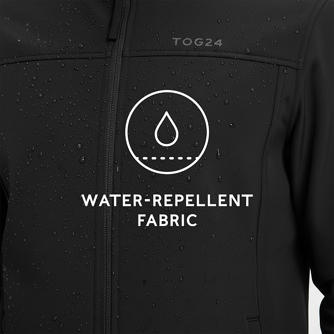 Feizor Mens Shower Resistant Softshell Hooded Jacket - Black