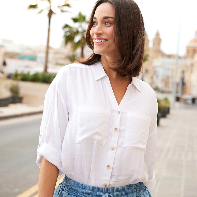 Felicia Womens Shirt Short Sleeve - Optic White