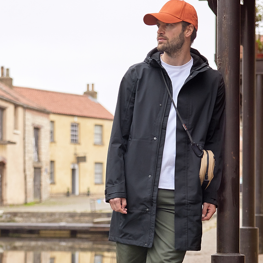 Glenton Mens Long Waterproof Jacket - Black