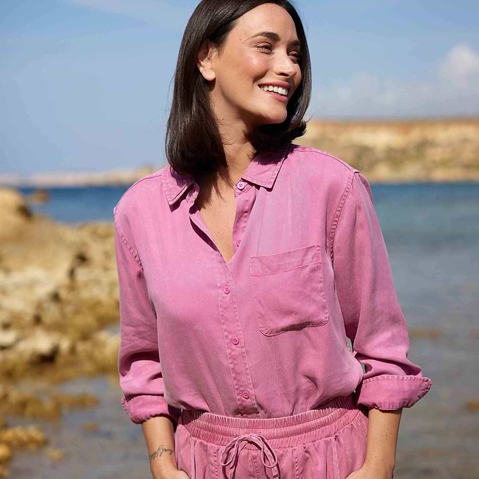 Irena Womens Long Sleeve Shirt - Rose Quartz
