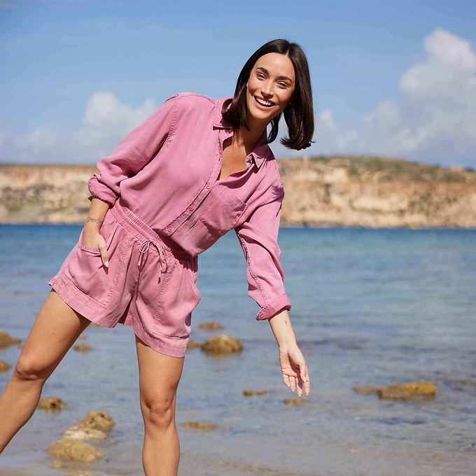 Irena Womens Long Sleeve Shirt - Rose Quartz