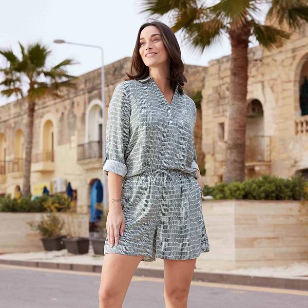 Kadina Womens Long Sleeve Shirt - Green Dash Print – TOG24