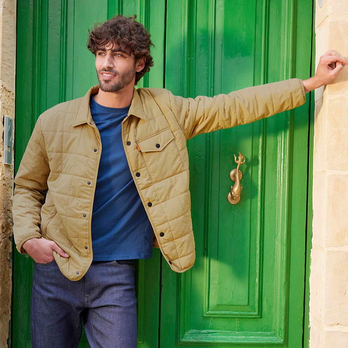 Keiran Mens Shower Resistant Insulated Shacket - Ochre Brown