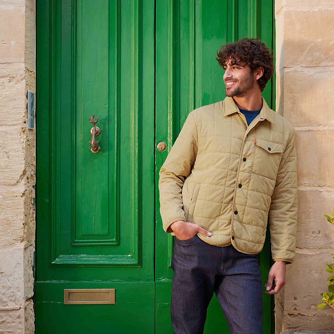 Keiran Mens Shower Resistant Insulated Shacket - Ochre Brown