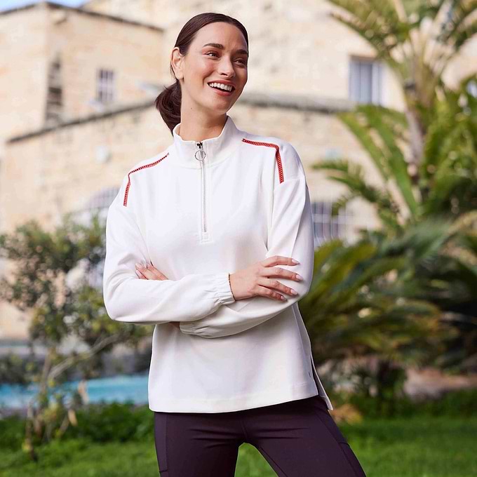 Larelle Womens Half Zip Sweatshirt - Vanilla