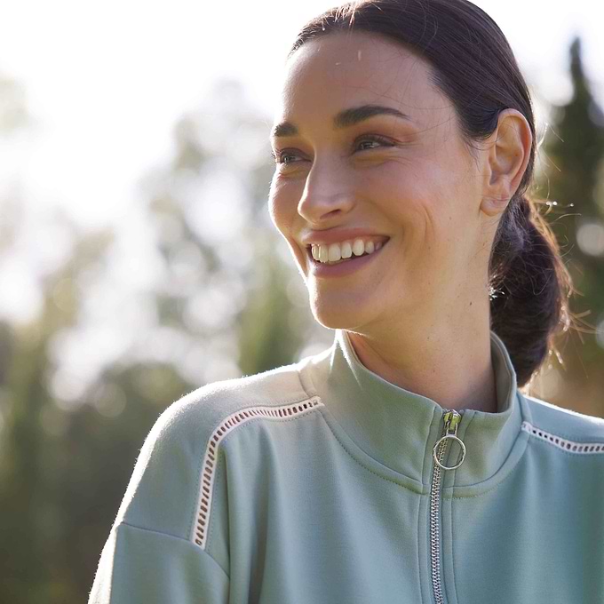 Larelle Womens Half Zip Sweatshirt - Pistachio